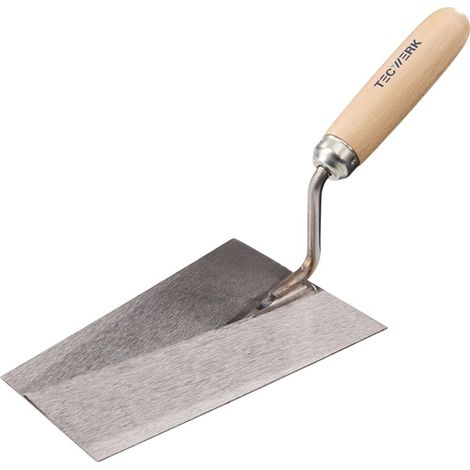 TECWERK Maurerkelle Länge 180 mm Breite 125 mmmit Buchenholzheft, gerader Hals gehärteter Stahl, geschliffen
