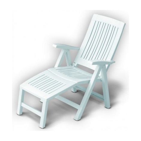 Sedia sdraio con poggiapiedi Lucrezia Relax in plastica bianca cm 60x103x105 da giardino esterno spiaggia piscina