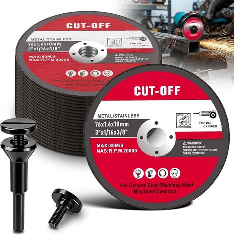 Disques Tronçonnage 76 mm, Disques 1,6 mm avec Mandrin 6,35 mm (1/5)