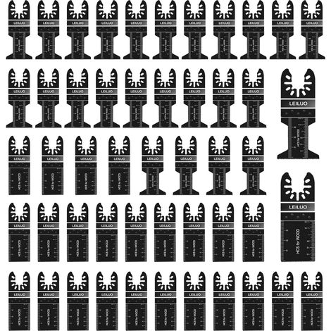 50 Pièces Lames de Scie Oscillantes Bois Plastique Universelle Outil Multifonctions Accessoires Kit y compris Sac de Rangement Convient pour et Plus (1/5)