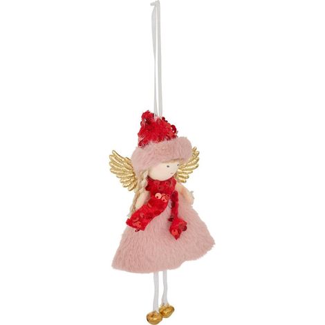 Decorazione da appendere a forma di fata in pelliccia rosa, 8 cm - Feeric lights & christmas (1/5)
