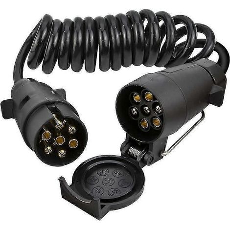 Câble d'extension spiralé de 3 mètres à 7 broches pour remorque, avec connecteur de prise pour remorque, connecteur de câble électrique à 7 conducteurs pour VR (1/5)