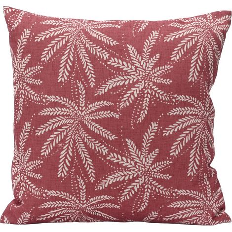 Kaemingk – Coussin d'extérieur motif feuilles de palmier – Rose, polyester-coton, 45 x 45 cm, épaisseur 3 cm