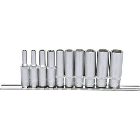 1/4" Juego de llaves de vaso hexagonales, largas, 10 pzs 4-13 mm (1/4)