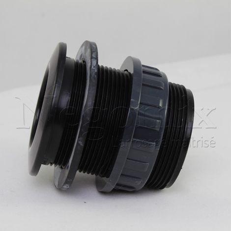 Negomix – Passe paroi mâle 1"1/2 – Raccord fileté 40-49 mm – PEHD haute densité – Pour cuves de récupération d'eau