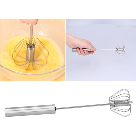 Batteur à œufs semi-automatique en acier inoxydable, petit fouet à œufs, batteur à main pour usage en cuisine (10 pouces) (1/5)
