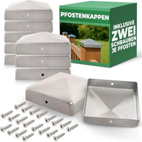 Novatool lot de 10 capuchons de poteau en acier inoxydable 91x91mm avec vis, cache-poteau capuchon de poteau 9,1cm poteau en bois cache-poteau de