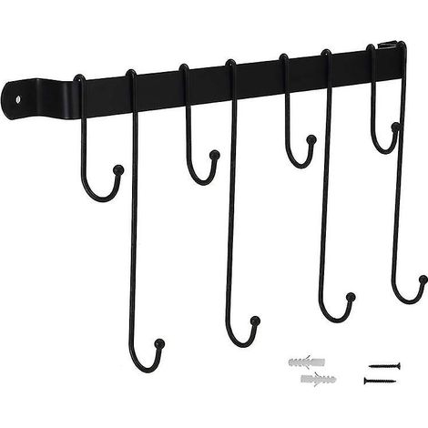 Porte-tasses mural rustique avec crochets de suspension et organisateur (1/4)