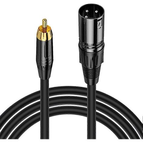 Câble XLR mâle vers RCA mâle, câble à connecteur plaqué or, adaptateur de câble audio coaxial blindé XLR pour microphone, 5 mètres (16,4 pieds). (1/5)