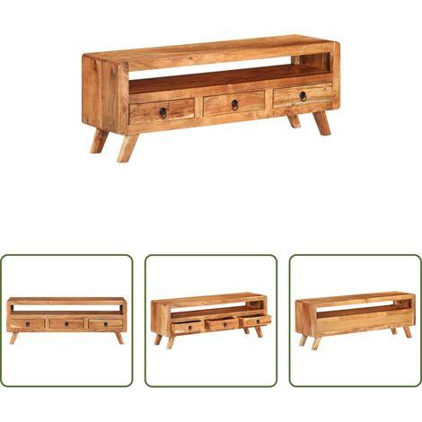 Meuble tv acacia - Meuble TV 110x30x40 cm Bois d'acacia massif (1/5)