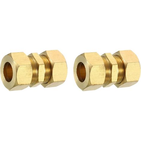 2Pcs Raccord De Tube À Compression En Laiton, Connecteur Pour Tube OD 15 Mm, Raccords Compression Filetés NPT Et Manchons De Compression, Adaptateur De Couplage Droit En Laiton (1/5)
