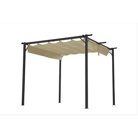 GAZEBO IN ACCIAIO CON TENDA SCORREVOLE