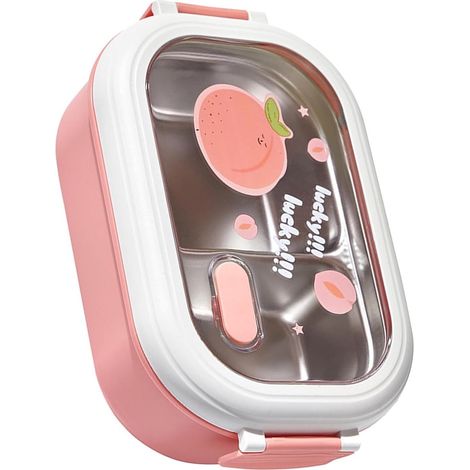 Lunchbox – Bento-Box – Edelstahl-Lunchbox – Fächer – Für Erwachsene und Kinder – Salat-Lunchbox – Rosa (1/5)