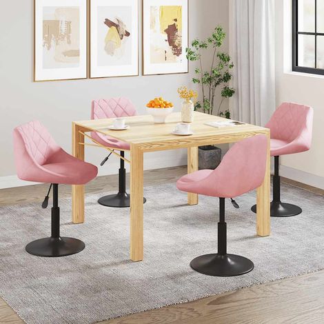 Sillas de comedor giratorias 4 unidades de terciopelo rosa vidaXL (1/5)