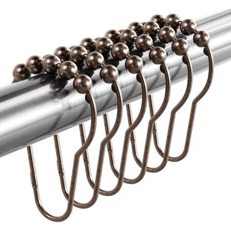Anneaux de fixation en métal antirouille pour rideau de douche - Lot de 12, bronze (1/5)