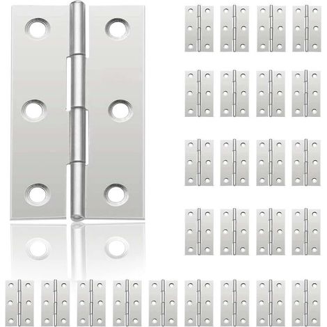 24 petites charnières pour portes, charnière en acier inoxydable, charnières de porte de bricolage pour porte de placard, charnière de piano, boîtes à bijoux, meubles de maison, armoire (44 mm 32 mm) (1/5)