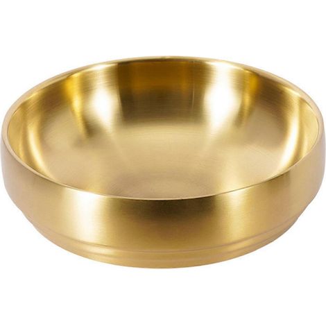 Doppelwandige, isolierte Suppenschüssel, großes Fassungsvermögen, für Pasta, Salate, Mittagessen im Büro, hitzebeständige Edelstahl-Sashimi-Schale, goldfarben (1/5)