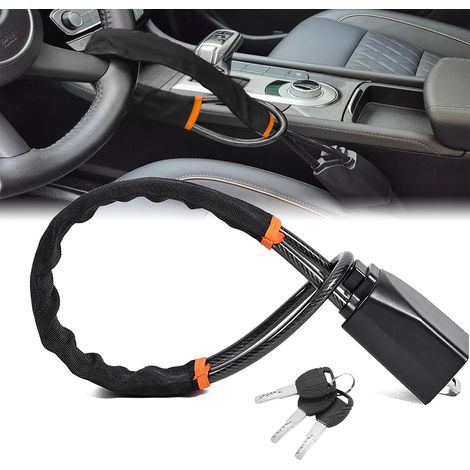 Blocco volante e cintura di sicurezza per auto - dispositivo antifurto universale da 17 pollici per veicoli, SUV e golf cart  Compatto e (1/5)