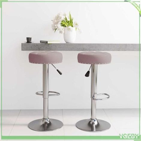 Tabouret de bar - 332980 - lot de 2 - tissu taupe - réglable 63-83 cm (1/5)