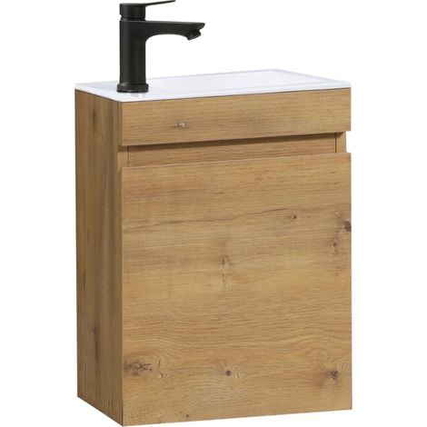 Meuble Lave Mains WC Meuble lavabo 40cm déjà monté Chêne 40cm sans Mitigeur (1/5)