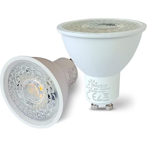 Ampoules LED GU10 5W 38° Angle de rayonnement 430lm, Spot LED GU10 blanc chaud 3000K 220-240V, 5W équivalent à 50W halogène. (1/5)