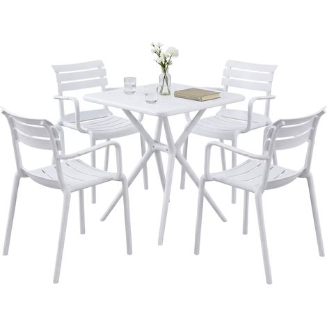 Gartenmöbel-Set Avena mit 4 Stühlen weiß