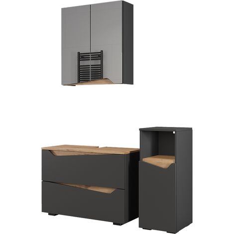 Conjunto de muebles de baño Marelle, Antracita/Artisan, 3 piezas con gabinete midi, Vicco (1/5)