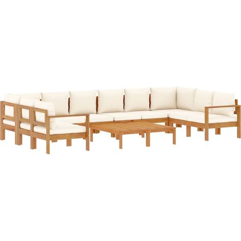 Salon de jardin avec coussins 8 pcs bois massif d'acacia vidaXL