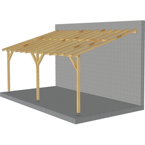 Toit de terrasse 6x3 – Pente 30% – Bois massif durable – Conception facile à installer – Supporte couverture légère – Jardinatoire (1/5)