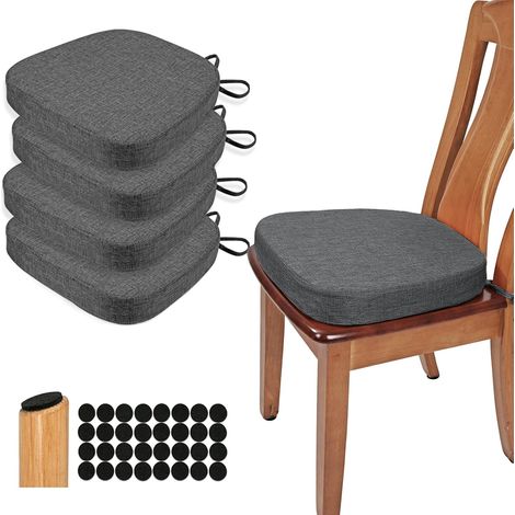 Ensemble de 4 coussins de chaise de salle à manger épais de 6,35 cm, coussins de chaise en mousse haute densité en forme de U (1/5)