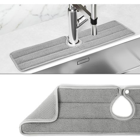 Lntyq – Tapis absorbant pour robinet de cuisine – Protection anti-éclaboussures – Lavable en machine – Séchage rapide – 600 x 145 x 10 mm (1/5)