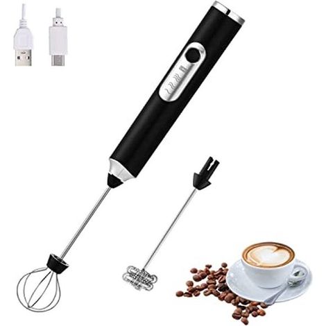 Montalatte elettrico portatile con 2 accessori e funzione di ricarica USB. Ideale per latte macchiato, cappuccino e cioccolata calda. (1/5)