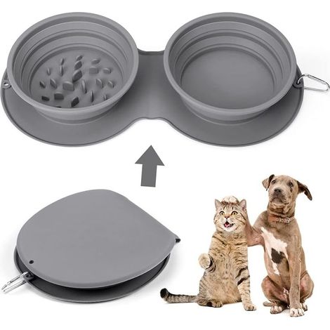 Gamelle Pliable pour Chien, Gamelles de Voyage pour Chien et Chat, Pliable en SiliCône avec Mousqueton, Anti Glouton Chien, Portable Gamelle de Voyage Nourriture ou Eau pour la randonnée, Camping-Fei (1/5)