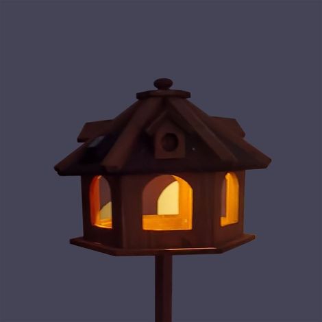 Abri en sapin avec mangeoire sur pied pour oiseaux sauvages - Hauteur de 130 cm (1/5)