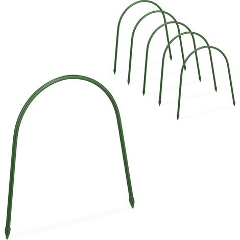 Set di 6 archetti per serra a tunnel resistenti per orto orticoltura 200 x 50 x 50 cm in acciaio nero 130012637