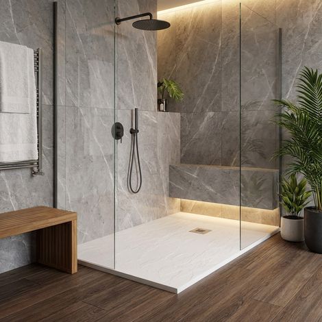 Receveur de douche en résine couleur blanc 70x140 cm avec caillebotis et bonde - Showey (1/5)