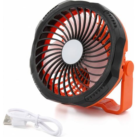 Ventilateur de Camping, Ventilateur de Tente avec Lumière LED, Portable à Batterie 4000 MAh, 4 Vitesses et 4 Niveaux de luminosité, Rotatif à 330° avec Croche (1/5)