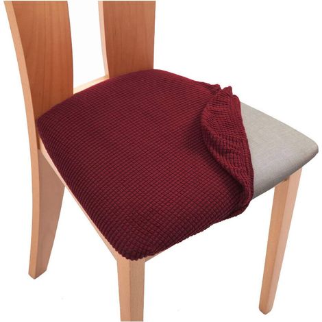 Housse de coussin de chaise de bureau à domicile, coussin de siège carré, housse anti-salissure, housse de chaise incurvée élastique, housse de tabouret, housse fendue-rouge