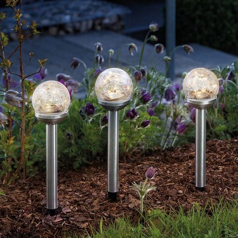 Ensemble de prises de jardin solaire en mosaïque de verre blanc chaud, éclairage solaire de jardin, esotec 102310 (1/3)