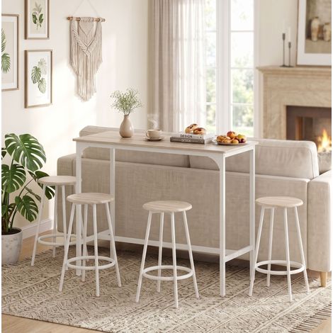 Bartisch-Set 110 x 50 x 89,5 cm mit 4 Hockern, Industriestil, Eiche OKMYHOME (1/5)