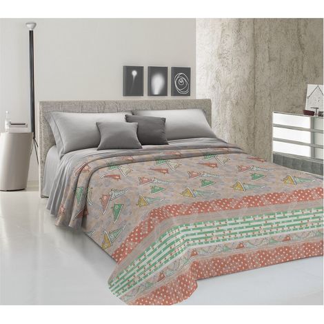 Copriletto estivo 100% cotone 2 misure piquet made in italy Fantasia scarpe Arancio - Matrimoniale
