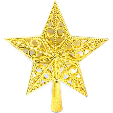 Cime de sapin de Noël, décoration de Noël en forme d'étoile, ornement pour sapin de Noël, 20 cm (doré) (1/5)