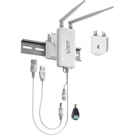 Industrial 2.4GHz WiFi Bridge Mini Router Répéteur sans Fil Ethernet vers WiFi Hotspot Extender Signal Booster 2 Ports RJ45 alimentés DC/USB pour Les périphériques réseau DVR PLC VAP11S (1/5)