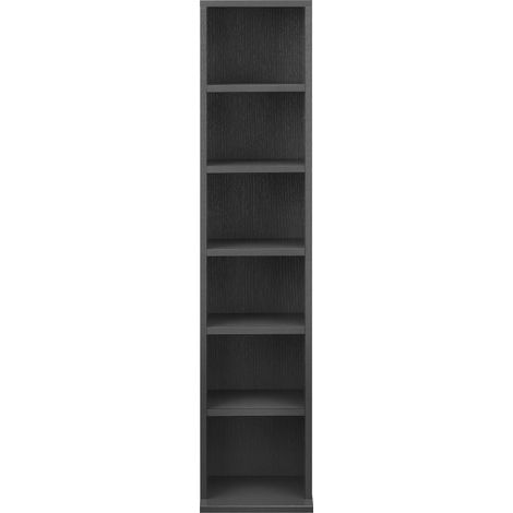 Torre CD Scaffale per CD/DVD 6 superfici di appoggio 90 x 20 x 20 cm MDF melaminico grigio scuro 030001679