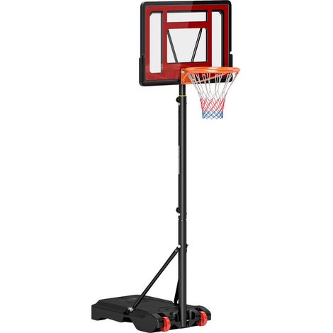 Panier de basket extérieur hauteur réglable 160–210 cm panier de basket sur pied à roulettes base remplissable noir (1/5)