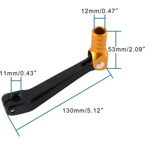 Motorcycle gear shift lever compatible with Bosuer Apollo air-cooled/water-cooled 250cc black lever with yellow head. (1/4)