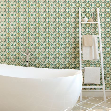 Sticker Mural Carrelage adhésif Cuisine Salle de Bain - 30 STICKERS CARREAUX DE CIMENT AZULEJOS EUSTACIA - 30stickers10x10cm (1/5)
