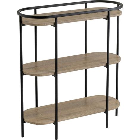 Scaffale Libreria 3 Ripiani Metallo Legno Industriale Urban 83x33x86 cm