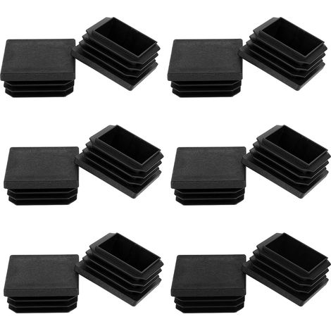 Set di 12 tappi terminali quadrati in plastica nera, tappi terminali scanalati da 40 x 40 mm per tubi quadrati, tappi terminali per tubi in plastica nera/tappi per piedini per sedie, tavoli e scaffali (1/5)