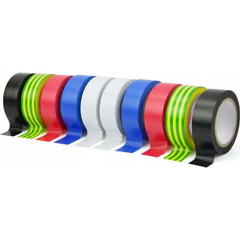 Cinta aislante de colores de 19 mm x 0,13 mm x 5 m - paquete de 10 unidades. (1/2)
